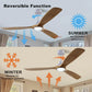 New 42 52 60 Inch Natural Wood Ceiling Fan with Lights Remote Control Quiet DC Motor Ventiladores De Techofor