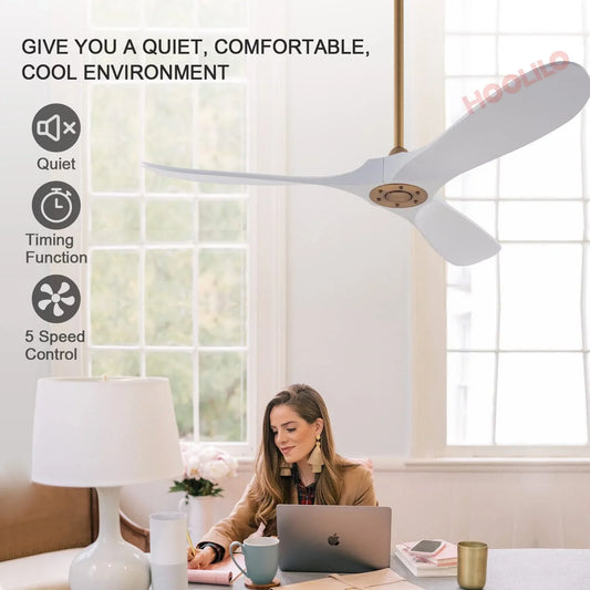 60in Wood Ceiling Fan with LED Lights DC Motor 6 Speeds Ceiling Fans Ventiladores De Techo Con Luces Led Lights