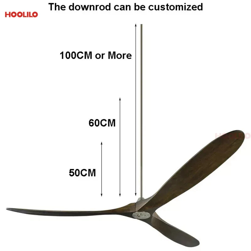 Big Size 3  Wood Ceiling Fan with LED Lights Remote Control Motor 6 Speeds Ventiladores De Techo