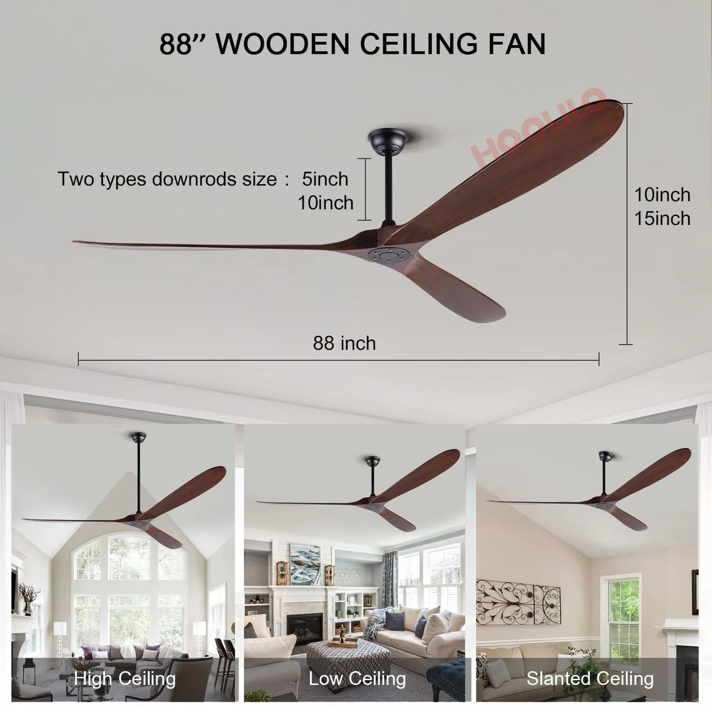 88inch Wood Ceiling Fan with LED Lights DC Motor 6 Speeds Ventiladores De Techo Con Luces Led