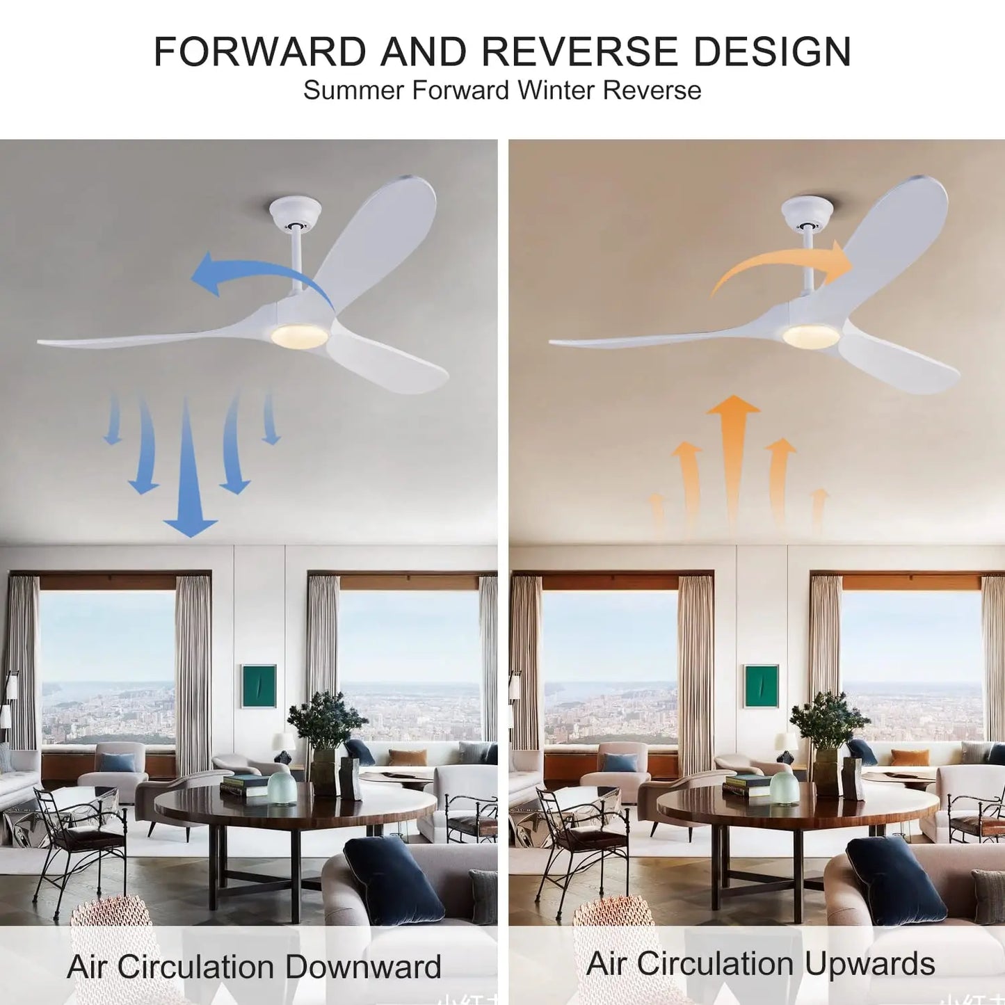 Big Size 3  Wood Ceiling Fan with LED Lights Remote Control Motor 6 Speeds Ventiladores De Techo