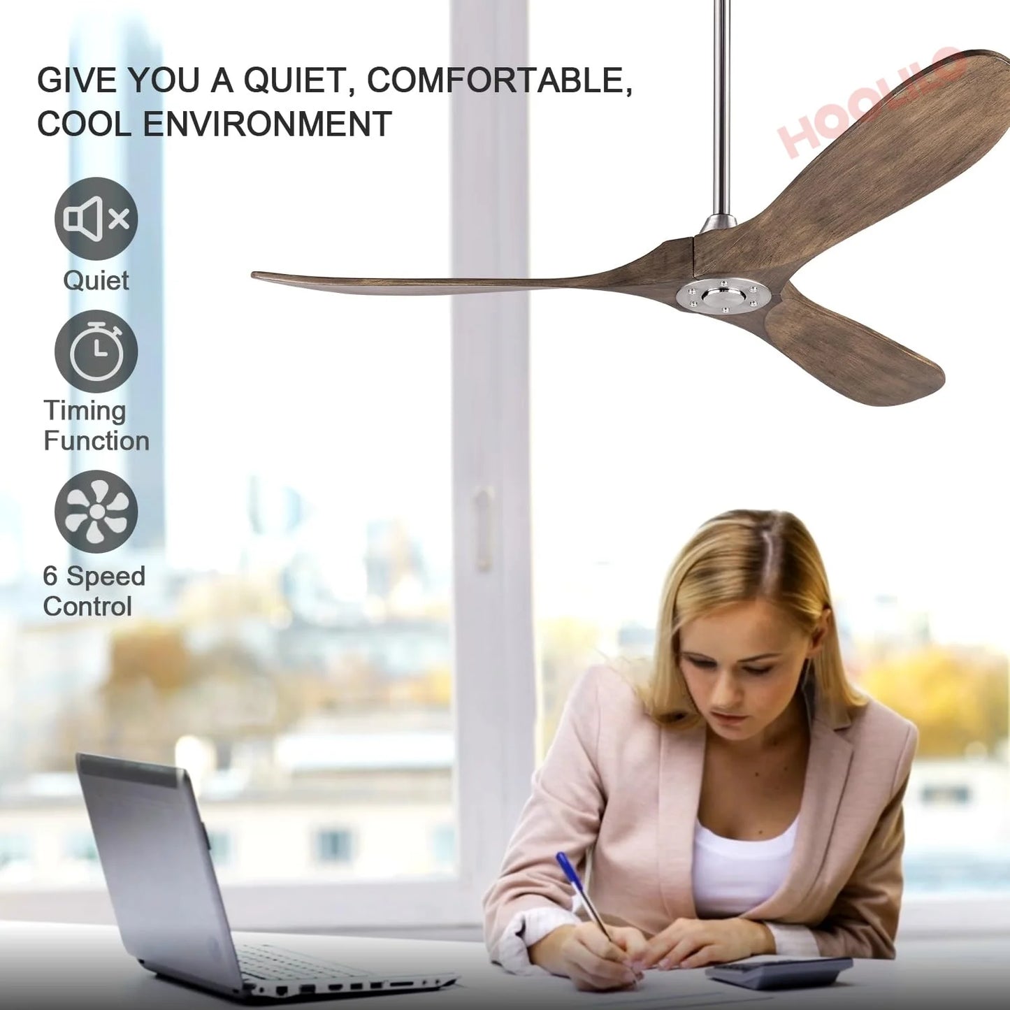 Big Size Wood Ceiling Fan with LED Lights DC Motor 6 Speeds Ceiling Fans Ventiladores De Techo Con Luces Led Lights