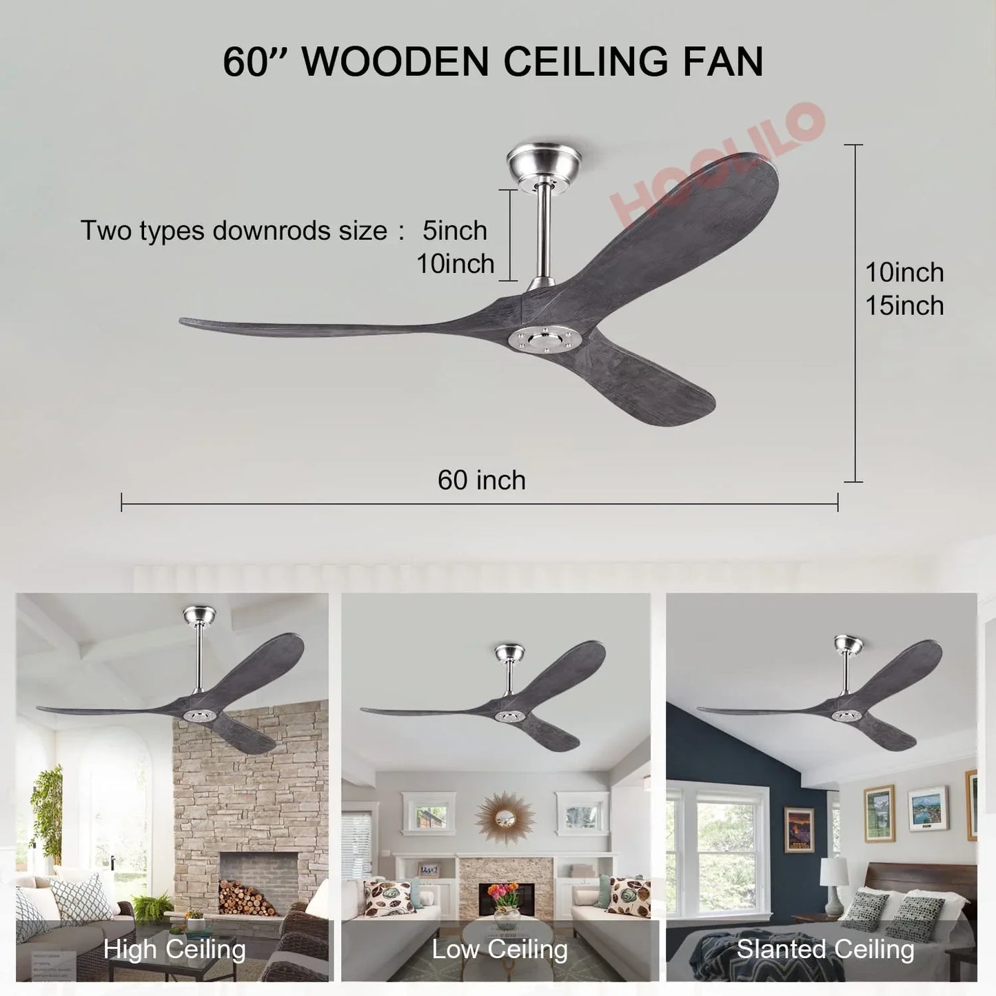 60in Wood Ceiling Fan with LED Lights DC Motor 6 Speeds Ceiling Fans Ventiladores De Techo Con Luces Led Lights