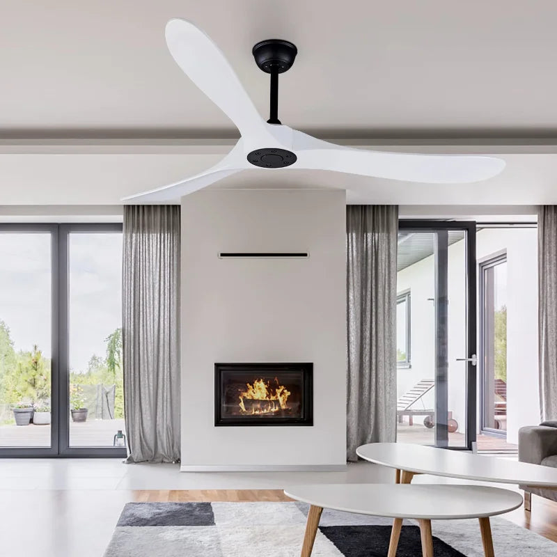 Home Fan Outdoor Ceiling Fans White 60 Inch with Remote Control Wood Blades DC Motor Ventiladores De Techo