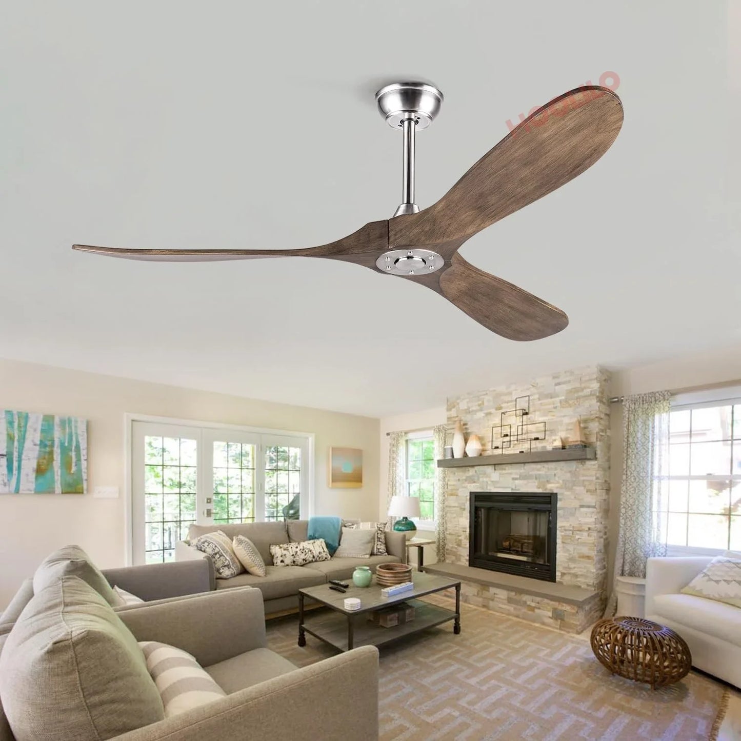 Big Size Wood Ceiling Fan with LED Lights DC Motor 6 Speeds Ceiling Fans Ventiladores De Techo Con Luces Led Lights