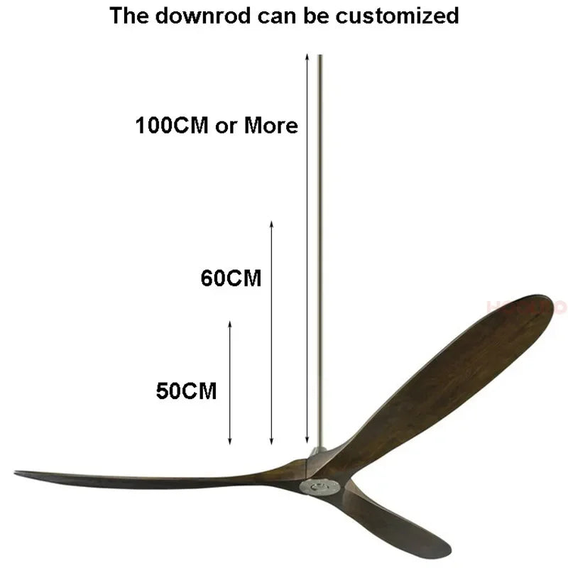 70inch Wood Ceiling Fan with LED Lights and Remote Control - 6 Speed