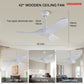 DDSANDIR Modern White Ceiling Fans no Light with Remote Control and Wall Control