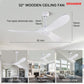 DDSANDIR Modern White Ceiling Fans no Light with Remote Control and Wall Control