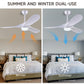 DDSANDIR 60in Ceiling Fan with Light Modern Reversible DC Motor Indoor/Outdoor 3-Blade Ceiling Fan for its Children's Room, Bedroom and Living Room