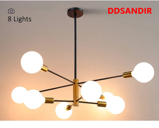 DDSANDIR Contemporary LED Chandelier 8-Light Energy-Saving, Adjustable Brightness, and Sleek Design | Ideal for Stylish Living Spaces